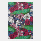 Peacocks in de tuin van het roos theedoek (Verticaal)