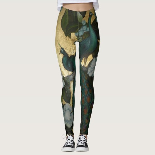 Peacocks in een Magnolia-boom Leggings (Voorkant)