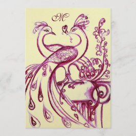 PEACOCKS IN LOVE MONOGRAM 2 rood roze goud Aankondiging