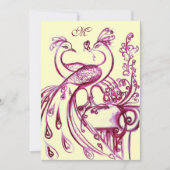 PEACOCKS IN LOVE MONOGRAM 2 rood roze goud Aankondiging (Voorkant)