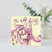 PEACOCKS IN LOVE MONOGRAM Bed Burgundy Pink White Aankondiging (Staand voorkant)