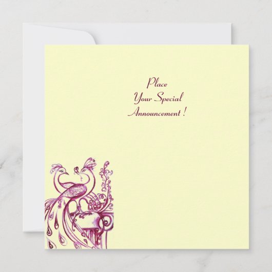 PEACOCKS IN LOVE MONOGRAM Bed Burgundy Pink White Aankondiging (Achterkant)