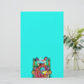 PEACOCKS IN LOVE MONOGRAM red blue turquase green Briefpapier (Staand voorkant)
