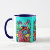 PEACOCKS IN LOVE MONOGRAM red blue turquase green Mok (Links)