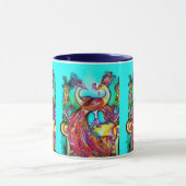 PEACOCKS IN LOVE MONOGRAM red blue turquase green Mok (Midden)