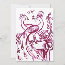 PEACOCKS IN LOVE MONOGRAM Red burgundy roze wit Aankondiging