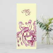 PEACOCKS IN LOVE MONOGRAM rood roze goud Aankondiging (Staand voorkant)