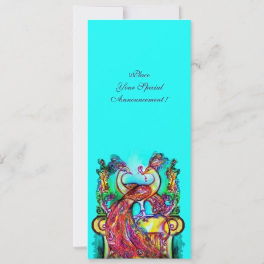 PEACOCKS IN LOVE MONOGRAM roze blauwgroen blauw gr Kaart (Achterkant)