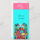PEACOCKS IN LOVE MONOGRAM roze blauwgroen blauw gr Kaart (Voorkant)