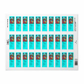 PEACOCKS IN LOVE Red Blue Turquoise Weddenschap Etiket (Full Sheet)