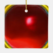 PEACOCKS IN LOVE/RED RUBY GEMSTONE, Blue turquoise Keramisch Ornament (Achterkant)