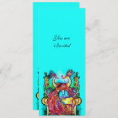 PEACOCKS IN LOVE, rode blauwe turquase groen Kaart (Voorkant / Achterkant)