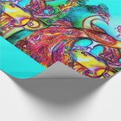 PEACOCKS IN LOVE, rood, groen Cadeaupapier (Hoek)