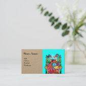 PEACOCKS IN LOVE WEDDING MONOGRAM Red Aqua Blue Visitekaartje (Staand voorkant)