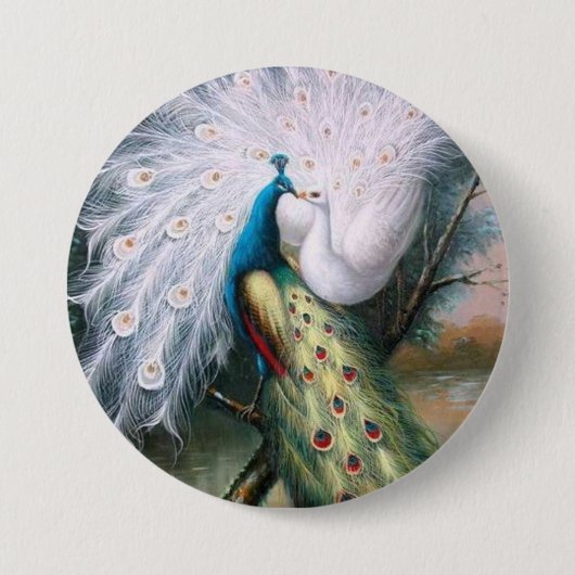 Peacocks Kiss Ronde Button 7,6 Cm (Voorkant)