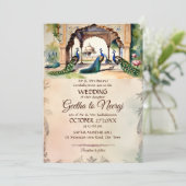 Peacocks  koninklijke tuin Indiase bruiloft Kaart (Staand voorkant)