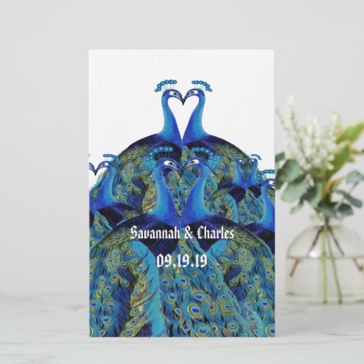  Peacocks Kussen Bruiloft Stationery Briefpapier (Staand voorkant)