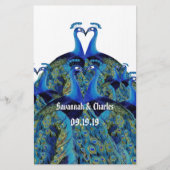  Peacocks Kussen Bruiloft Stationery Briefpapier (Voorkant)