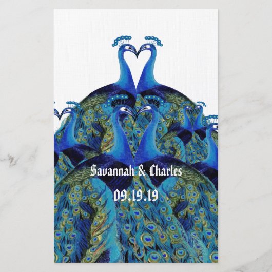  Peacocks Kussen Bruiloft Stationery Briefpapier (Voorkant)