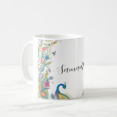 Peacocks lijst met waterverf koffiemok (Voorkant links)