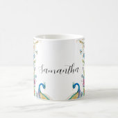 Peacocks lijst met waterverf koffiemok (Center)