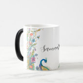 Peacocks lijst met waterverf magische mok (Voorkant links)