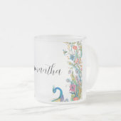 Peacocks lijst met waterverf matglas koffiemok (Voorkant rechts)