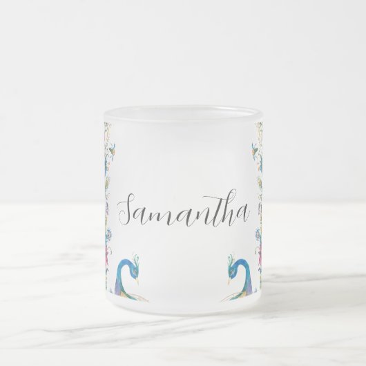 Peacocks lijst met waterverf matglas koffiemok (Center)