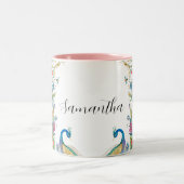 Peacocks lijst met waterverf tweekleurige koffiemok (Center)