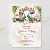 Peacocks lotus tuin Indiase bruiloft sjabloon Kaart (Voorkant)