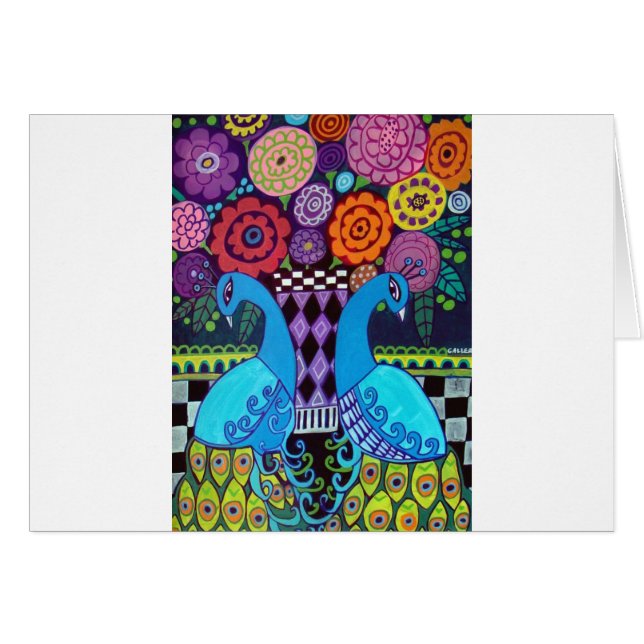 Peacocks met Flowers Art door Hether Galler (Voorkant Horizontaal)