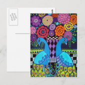 Peacocks met Flowers Art door Hether Galler Briefkaart (Voorkant / Achterkant)