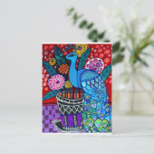 Peacocks met Flowers Art door Hether Galler Briefkaart (Staand voorkant)