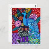 Peacocks met Flowers Art door Hether Galler Briefkaart (Voorkant / Achterkant)