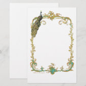 Peacocks met goudLijst  banketbakkerij Briefpapier (Voorkant / Achterkant)