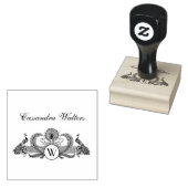 Peacocks Monogram Naam Initialen Rubberstempel (Gestempeld)