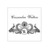 Peacocks Naam Monogram Rubberstempel (Afrduk)