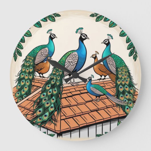 *Peacocks op het dak* Grote Klok (Voorkant)