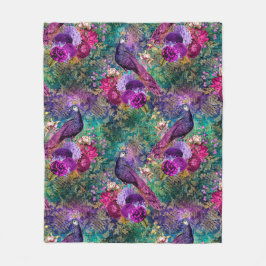  Peacocks Paars Blauwgroen Antiek Elegant Fleece Deken