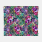 Peacocks Paars Blauwgroen Antiek Elegant Fleece Deken (Voorkant (Horizontaal))