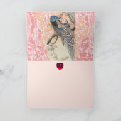 PEACOCKS,PINK SAKURA FLOWERS Floral Valentine Day Feestdagen Kaart (Binnen)