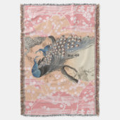 PEACOCKS, PINK WHITE SAKURA FLOWERS Japanse Floral Deken (Voorkant Verticaal)