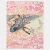 PEACOCKS, PINK WHITE SAKURA FLOWERS Japanse Floral Fleece Deken (Voorkant)