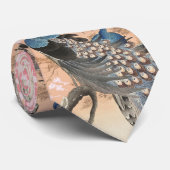 PEACOCKS, PINK WHITE SAKURA FLOWERS Japanse Floral Stropdas (Opgerold)