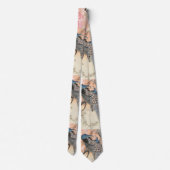 PEACOCKS, PINK WHITE SAKURA FLOWERS Japanse Floral Stropdas (Achterkant)