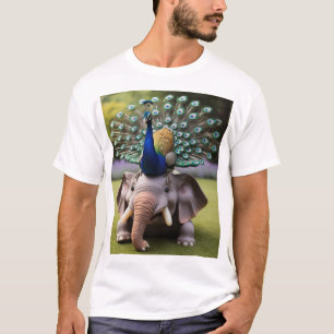"Peacock's Playful Pounce - Bold T-shirt" T-shirt