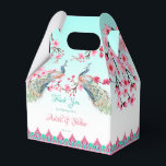 Peacocks roze bloesems ombre aqua blue bedankdoosjes<br><div class="desc">Peacocks en roze appelbloesems roze en aqua blue ombre gepersonaliseerde aangepaste trouwbondozen.</div>