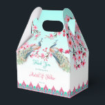 Peacocks roze bloesems ombre aqua blue bedankdoosjes<br><div class="desc">Peacocks en roze appelbloesems roze en aqua blue ombre gepersonaliseerde aangepaste trouwbondozen.</div>