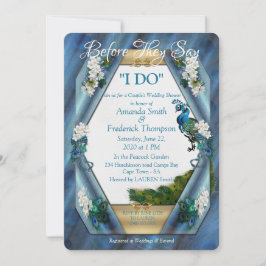 Peacocks & Smaragd Groen Metallic Zijde W-Douche Kaart