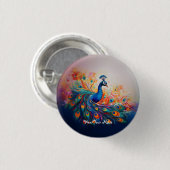 Peacock's Splendor Ronde Button 3,2 Cm (Voorkant /achterkant)